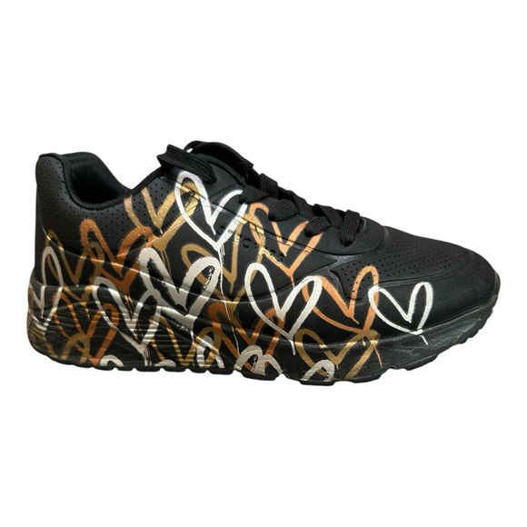 SKECHERS KIDS Street x JGoldcrown Uno Lite US Size 3 Metallic Love Gold & Silver - Picture 1 of 6